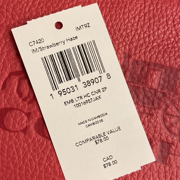 Coach Corner Zip Wristlet, Strawberry Haze - Picture 5 of 5